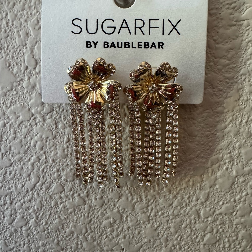 Gold and Red Floral Earrings